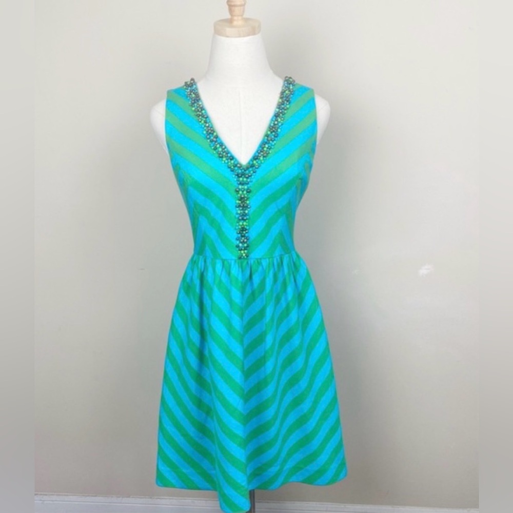 Lilly Pulitzer Chevron Beaded Dress Sz 8